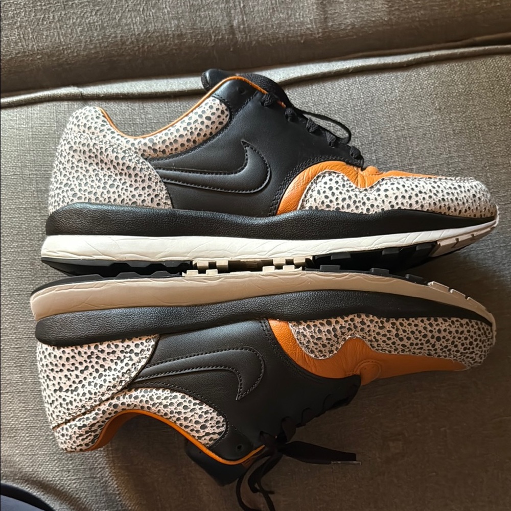 Nike Black and Orange Sneakers with Speckled Design